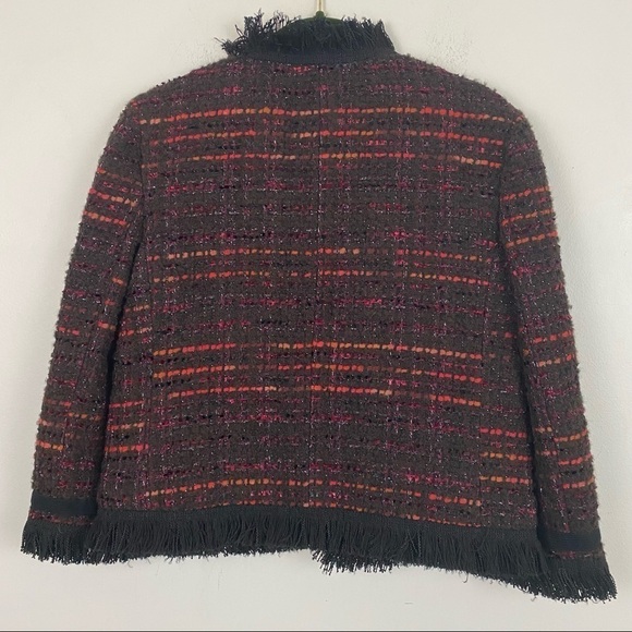 KATE SPADE black and pink stripe tweed blazer sz 0 - Picture 6 of 6